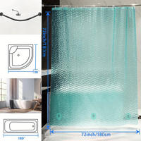 DUSCHVORHANG Wasserwürfel 3D dick für Badezimmer mit Dekoration 1-8 x 1-8 cm - Grün, Kunststoff (1.8/1.8cm) - MCBOSON