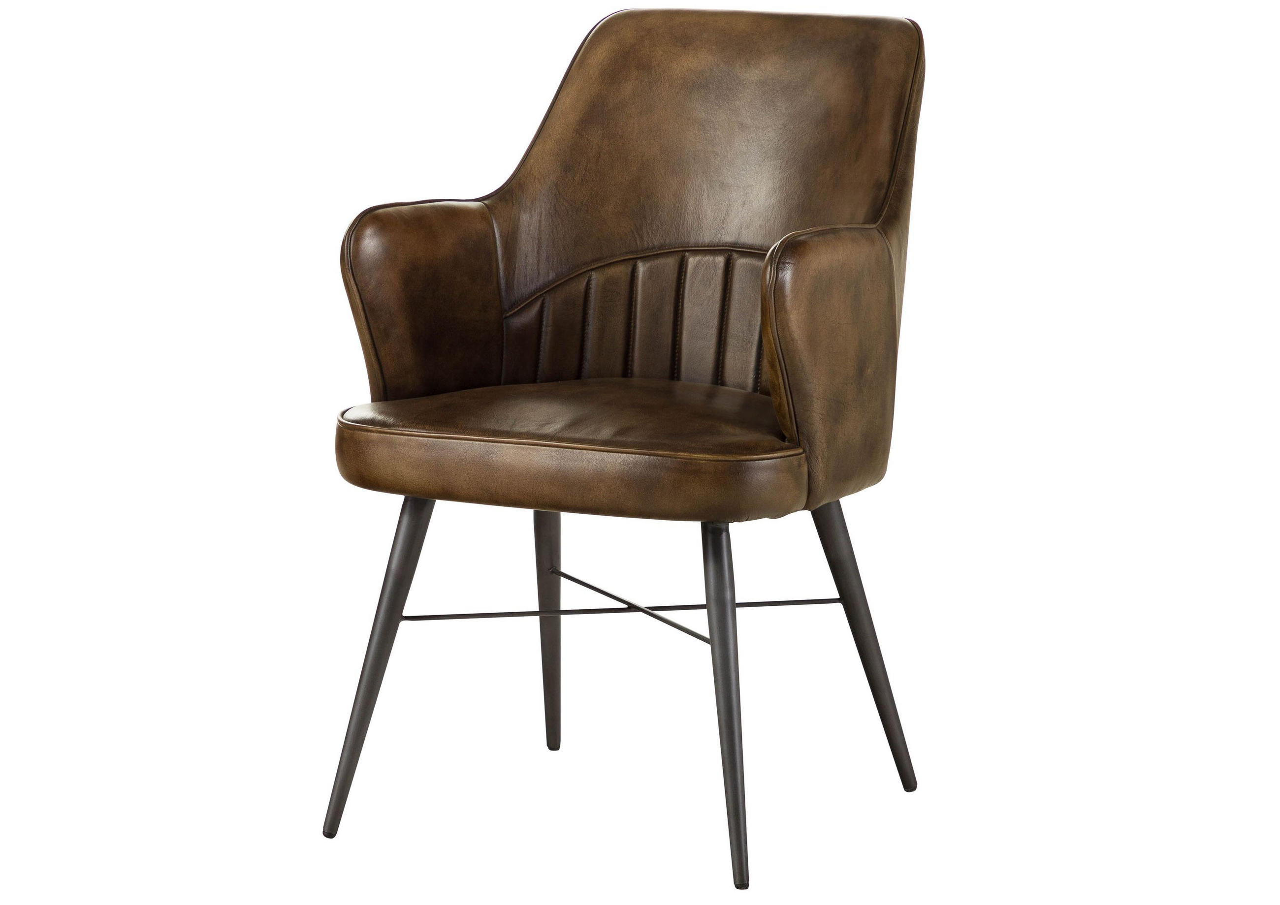 STUHL Echtleder 55 x 62 x 84 cm dunkelbraun IRON LABEL #30 - Dunkelbraun, Leder (55/84/62cm) - Massivmoebel24