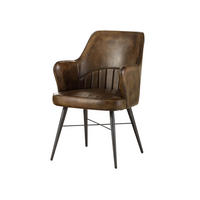STUHL Echtleder 55 x 62 x 84 cm dunkelbraun IRON LABEL #30 - Dunkelbraun, Leder (55/84/62cm) - Massivmoebel24
