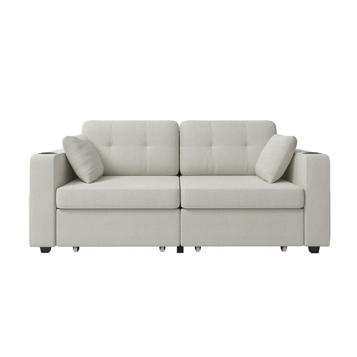 2-SITZER Sofa aus Chenille 172x75x82 cm mit USB-Anschlüssen & Stauraum, beige - Beige, Textil (75/82/172cm)