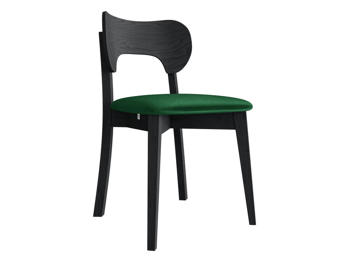 WOHNZIMMER STUHL KT64, Holzfarbe: Schwarz - Schwarz/Grün, Holz/Textil (48/80/51cm) - MIRJAN24