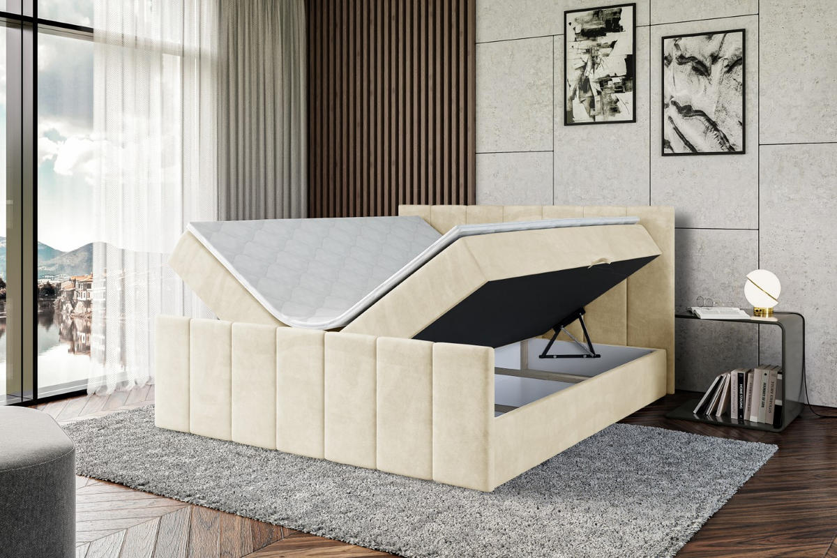 BOXBETT MOETI-Z - 160x200 cm - H4 - Beige - Beige, Holzwerkstoff (160/200cm) - ALTDECOR