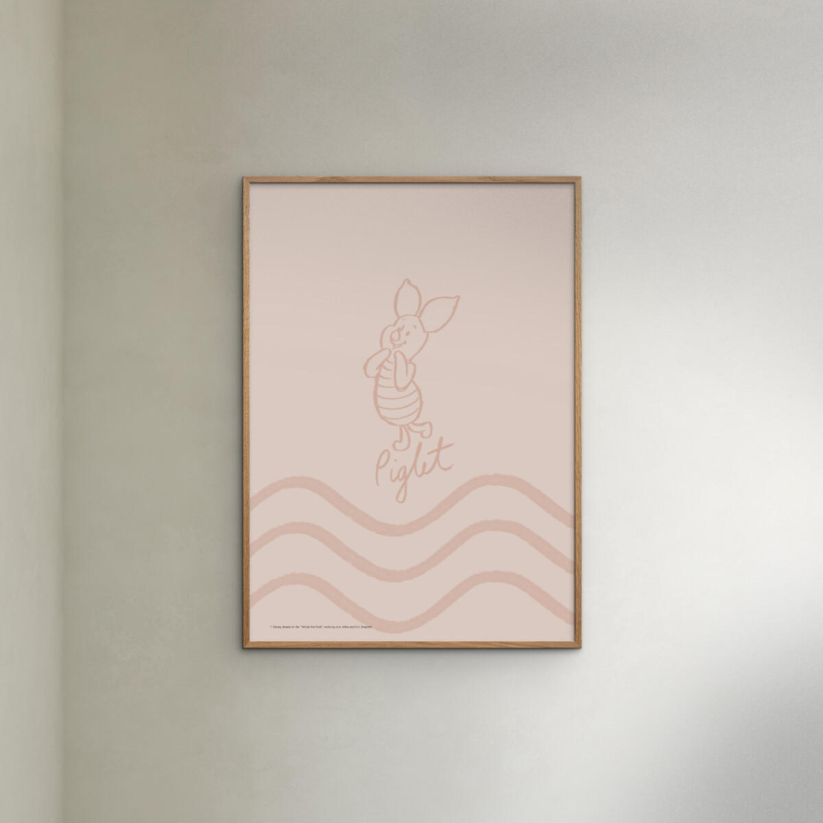 POSTER mit Rahmen Disney - Disney - Piglet Soft Pink Waves - Pink/Eichefarben, Holz/Papier (50/70cm) - Poster&Frame