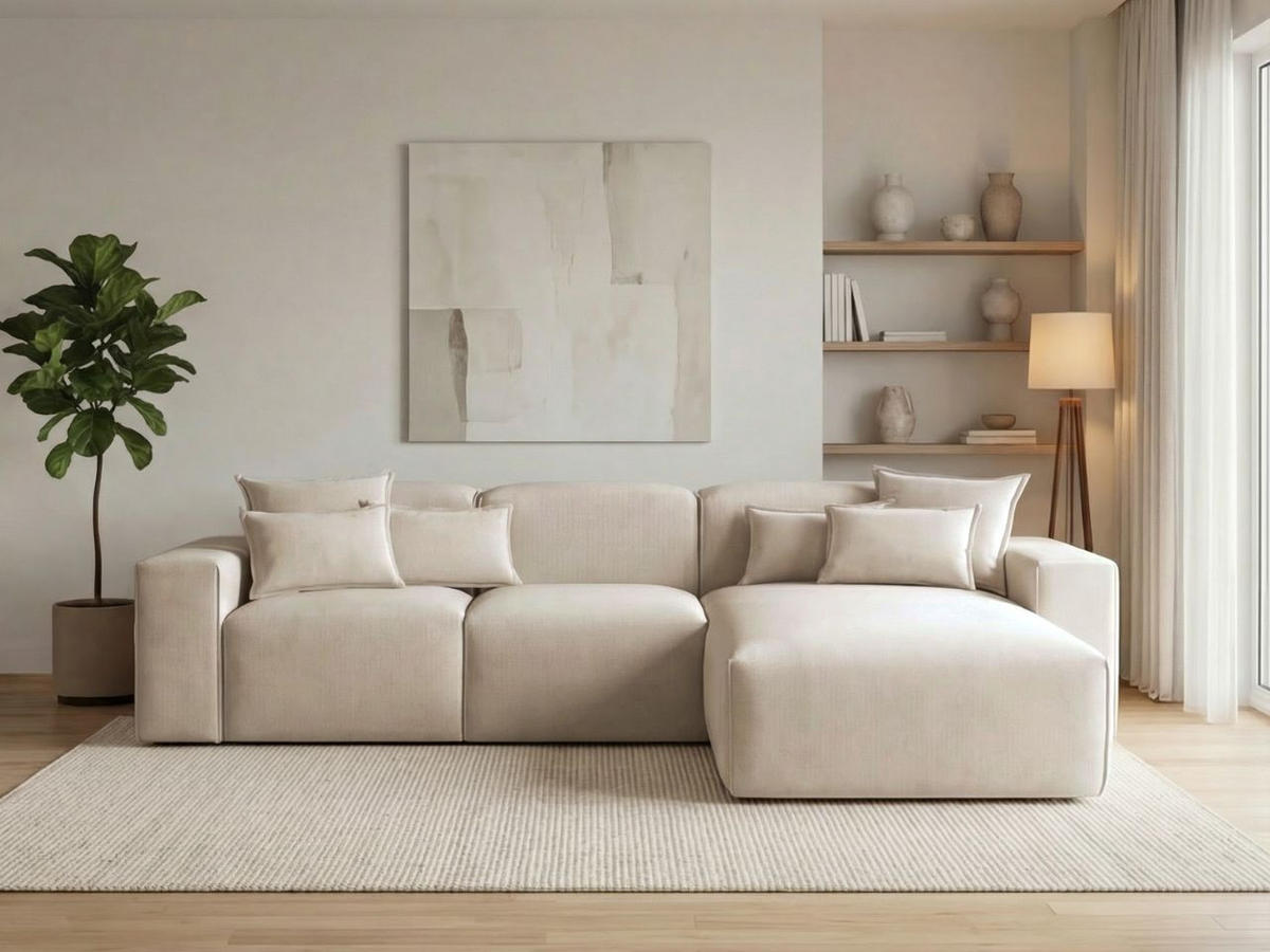 ECKSOFA Leni Beige Rechts - Beige, Holz/Textil (180/265cm) - Graingold