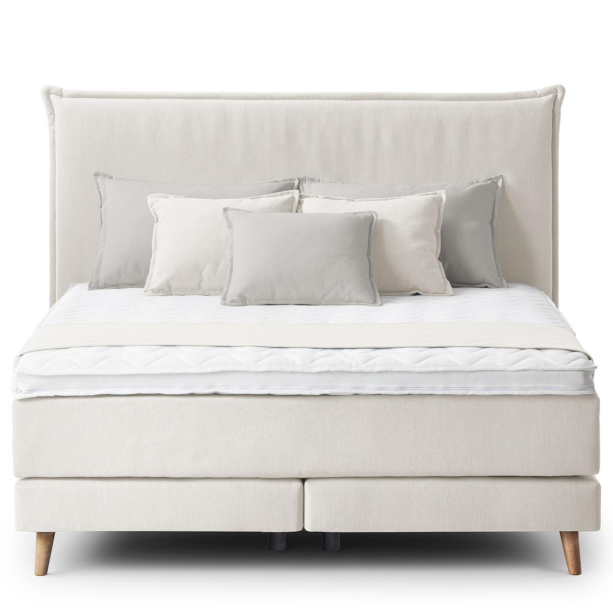 BOXSPRINGBETT - Klassisch - Platinfarben, Holz (160/200cm) - home24