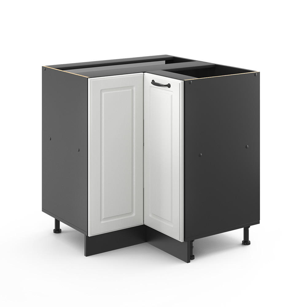 ECKUNTERSCHRANK R-Line Weiß Landhaus 75.6 cm ohne AP - Anthrazit/Weiß, Holzwerkstoff (75.6/81.6/46cm) - Vicco