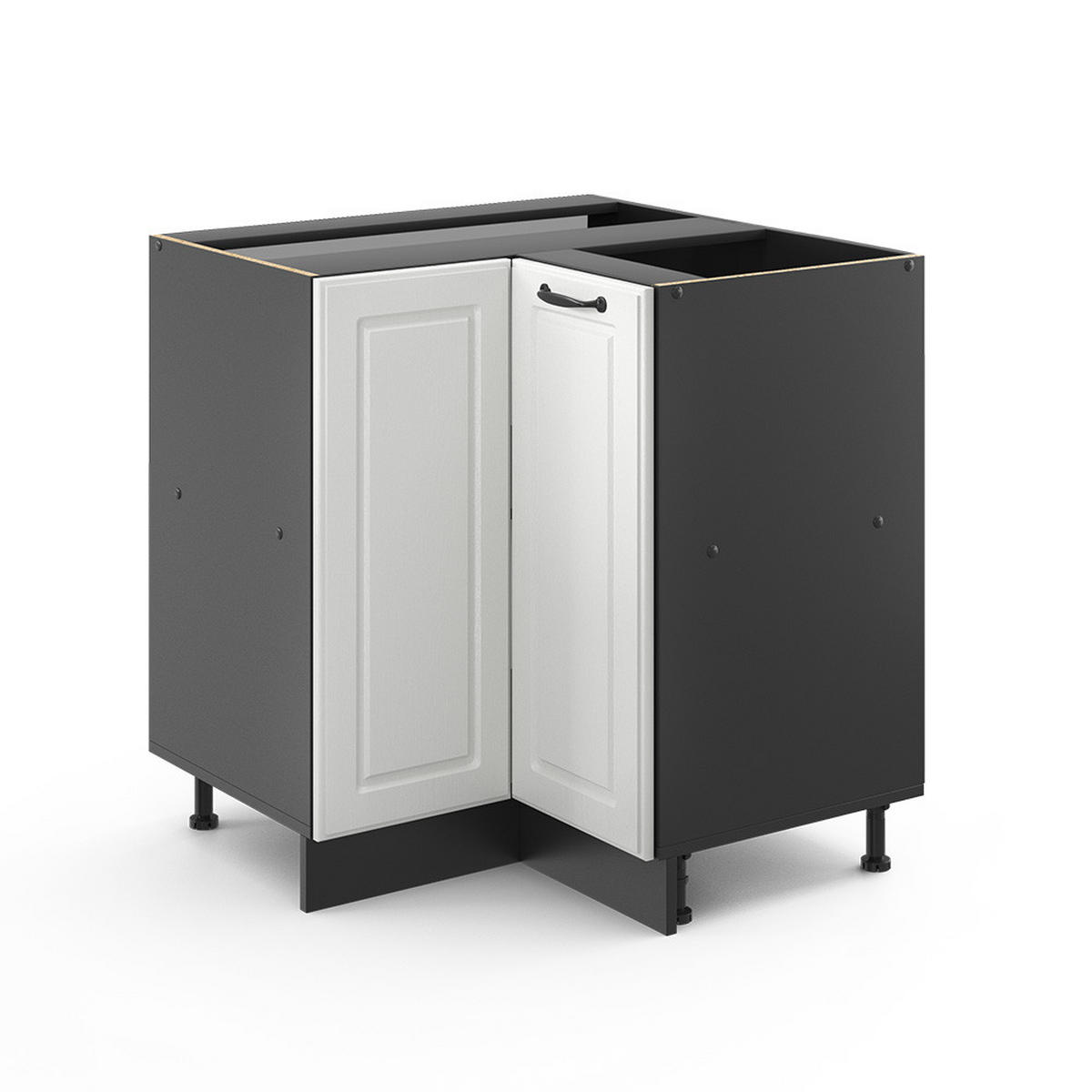 ECKUNTERSCHRANK R-Line Weiß Landhaus 75.6 cm ohne AP - Anthrazit/Weiß, Holzwerkstoff (75.6/81.6/46cm) - Vicco