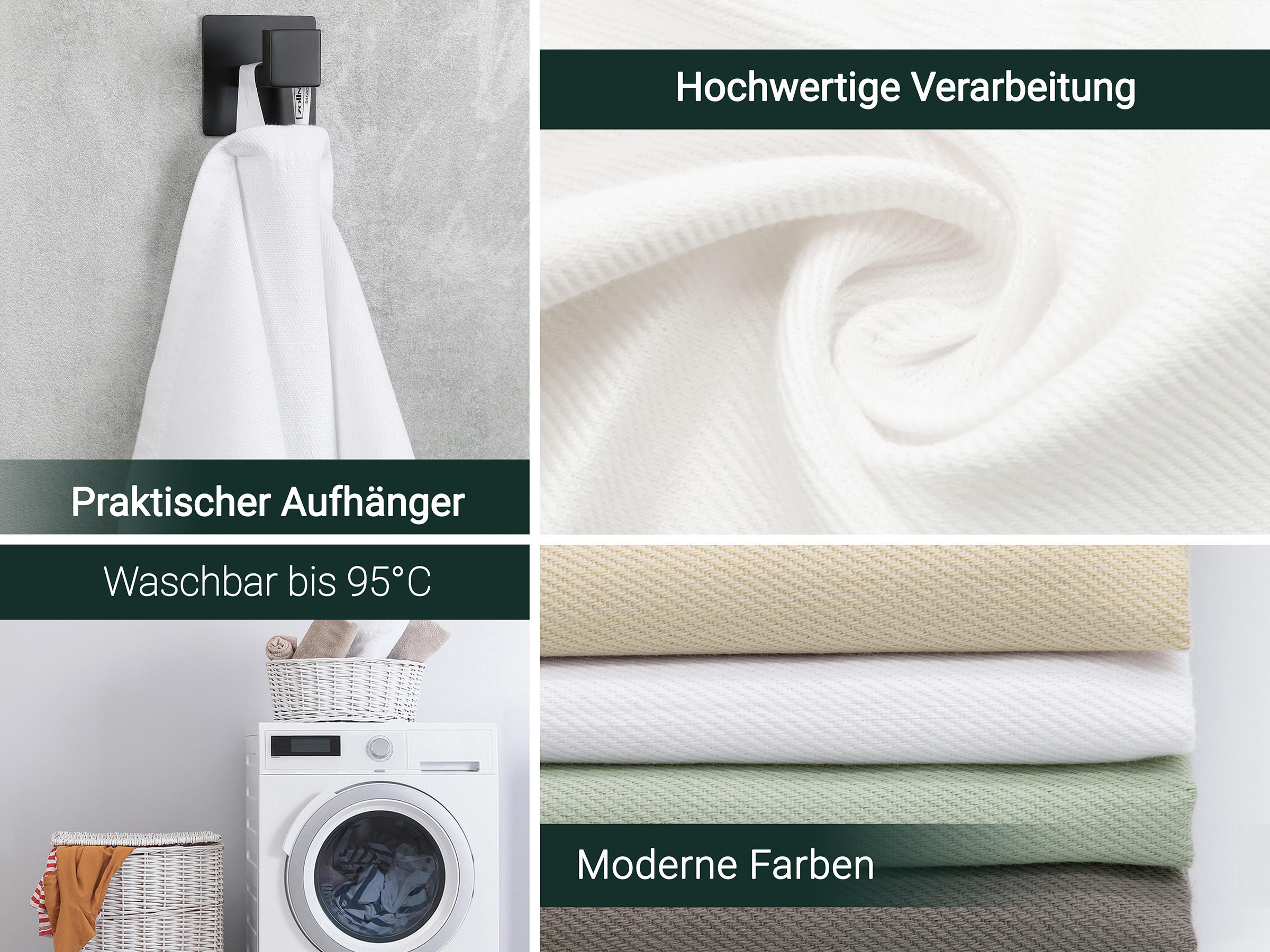 GESCHIRRTÜCHER, 5er-Set, 50x70 cm, 100% Baumwolle, Weiß - Weiß, Textil (50/70cm) - Zollner