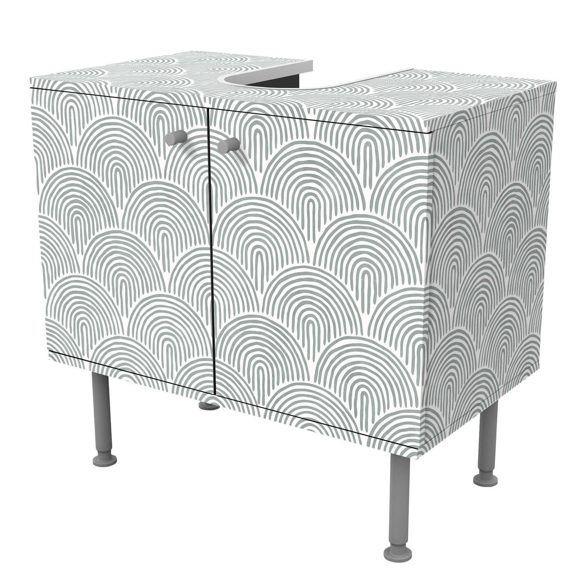 WASCHBECKENUNTERSCHRANK Boho Bogen Muster Eucalyptus 60/55/35 cm - Türkis, Holzwerkstoff (60/55/35cm) - Bilderwelten