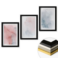 WANDBILDER 3er-Set - 20x30 cm Schwarzer Rahmen - Pastellfarben auf Leinwand - Schwarz, Kunststoff (20/30cm) - ArtPrintCave