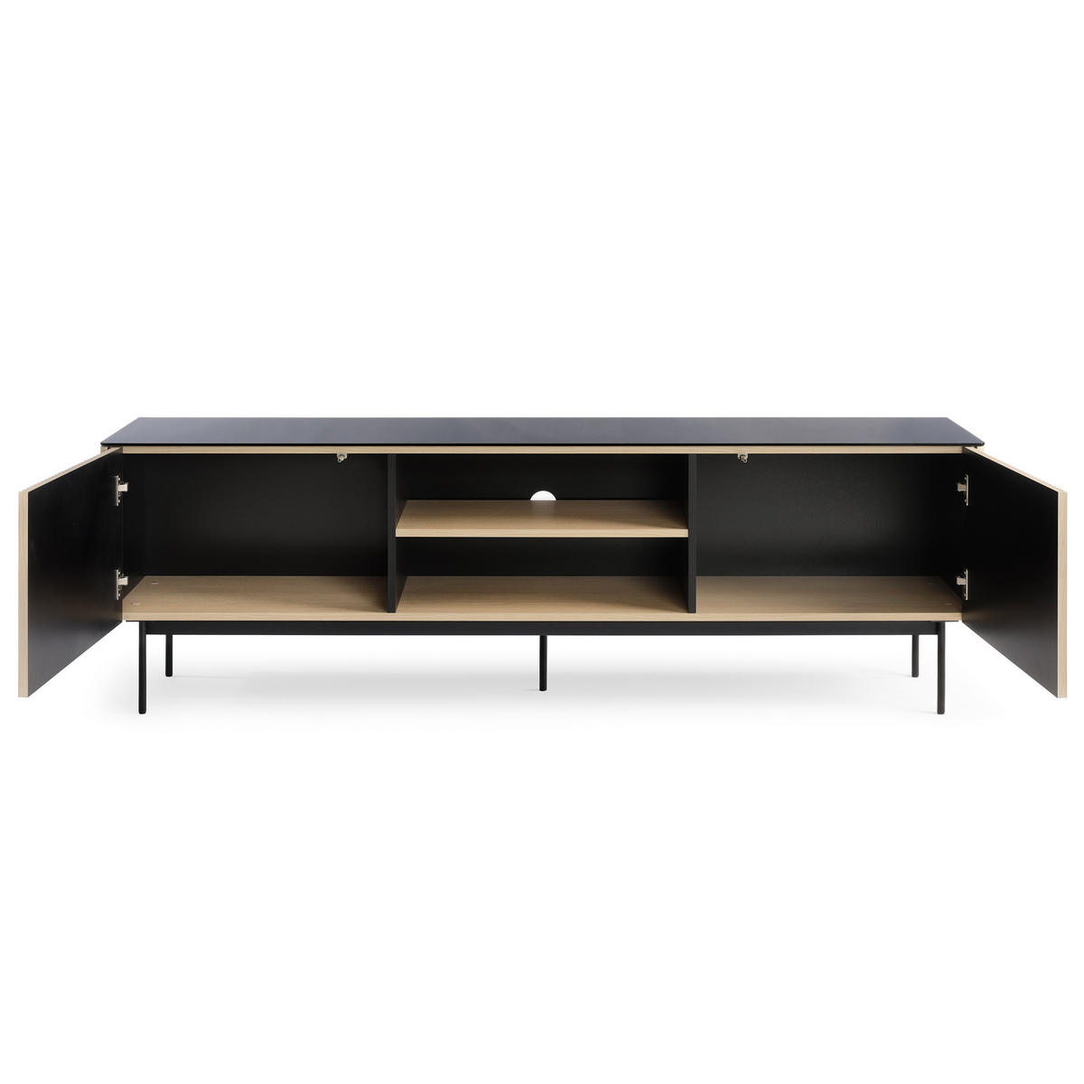 LOWBOARD VELLUTO 180/57/39 cm, Eichefarben - Eichefarben/Naturfarben, Holzwerkstoff (180/57/39cm) - MASSENO