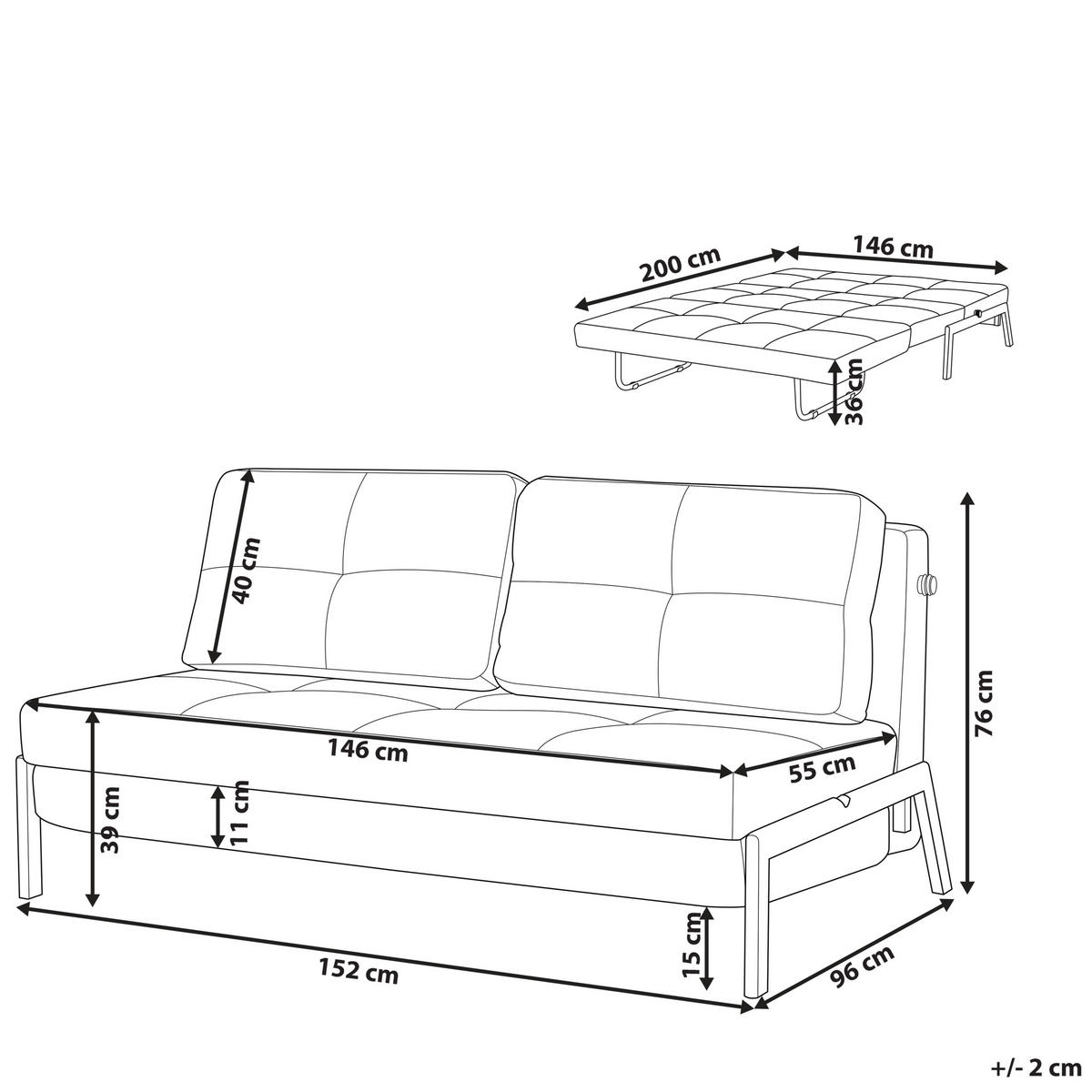 2-SITZER-SCHLAFSOFA Bouclé cremeweiß Edland - Hellbraun/Weiß, Textil (152/76/96cm) - Beliani