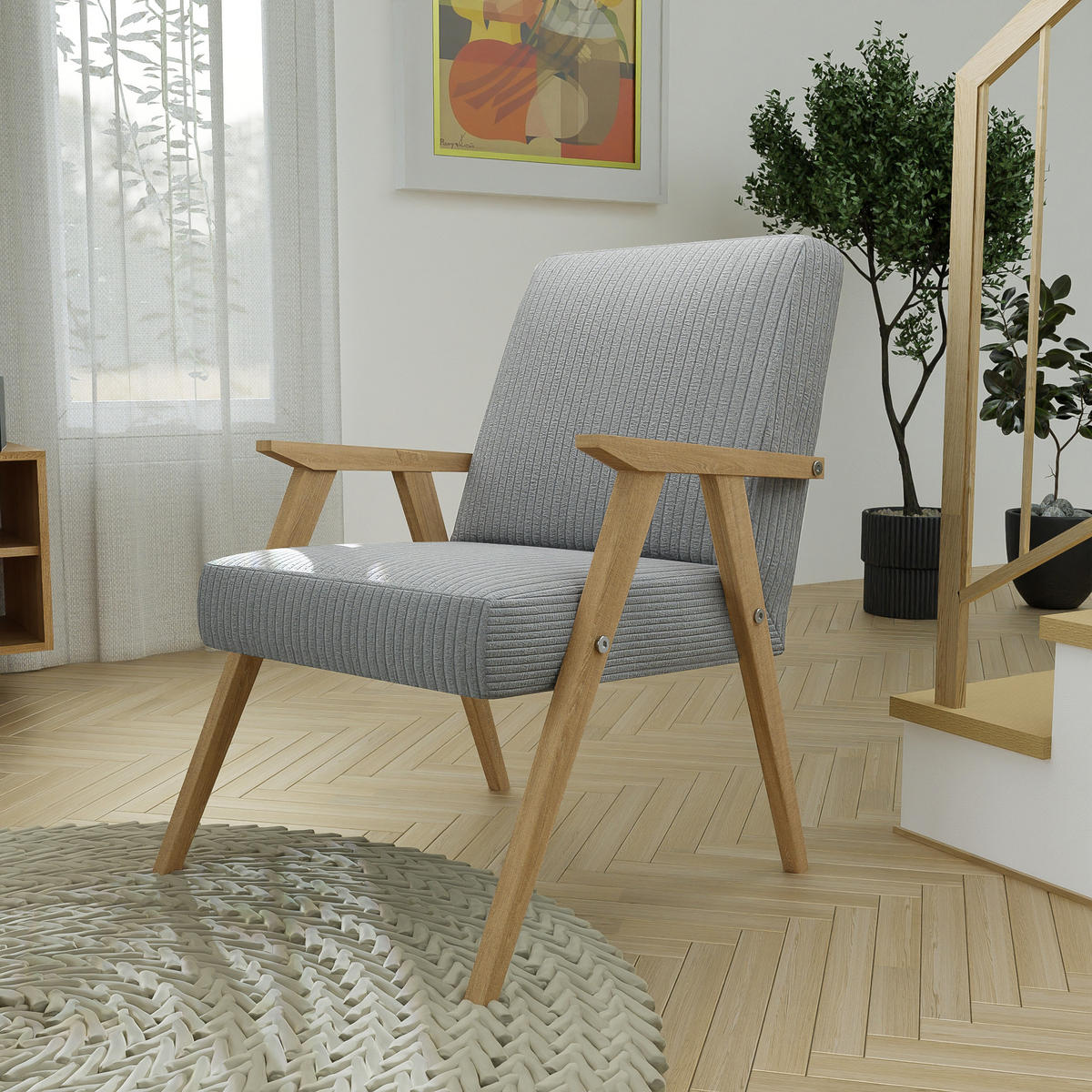 SESSEL PRL Holzgestell, 59/63/81 cm Hellgrau - Hellgrau, Holz/Textil (59/81/63cm) - Idohome