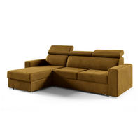 ECKSOFA Nela L-Form mit Bettkasten und Schlaffunktion - Dunkelgelb/Honig, Textil (245/170cm) - Jerpax