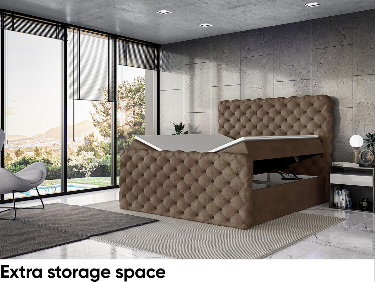 BOXBETT Duke - Schwarz/Braun, Holzwerkstoff/Textil (120/200cm) - Meblini