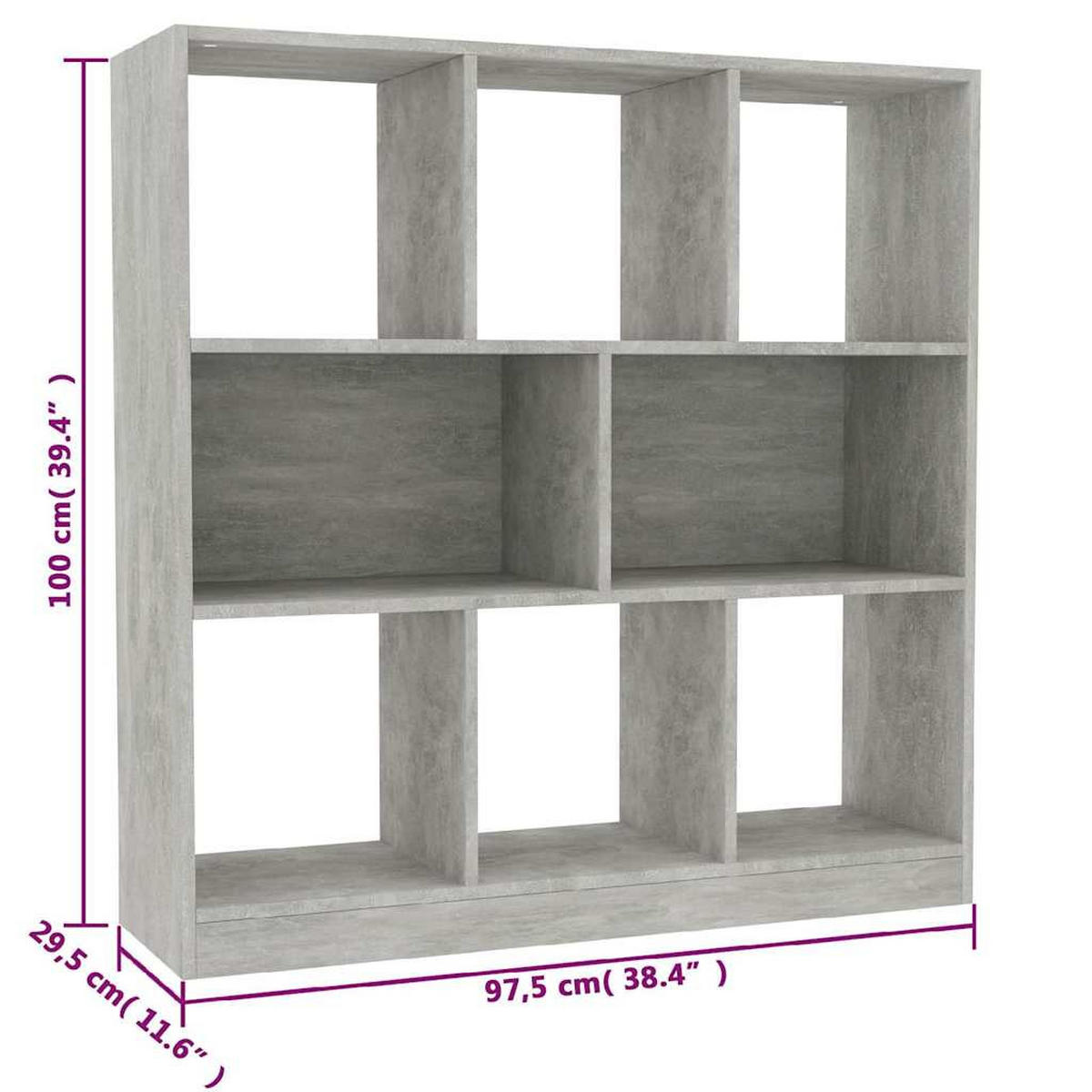 BÜCHERREGAL Betongrau 97,5/29,5/100 Cm Holzwerkstoff - Grau, Holzwerkstoff (29.5/100/97.5cm) - vidaXL