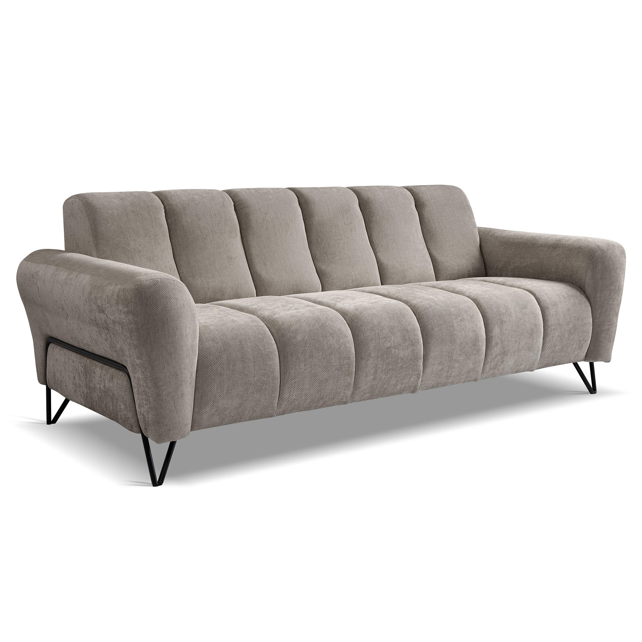 3-SITZER SOFA Volare mit Metallbeinen Hellbraun - Hellbraun/Schwarz, Textil/Metall (220/83/98cm) - Beautysofa