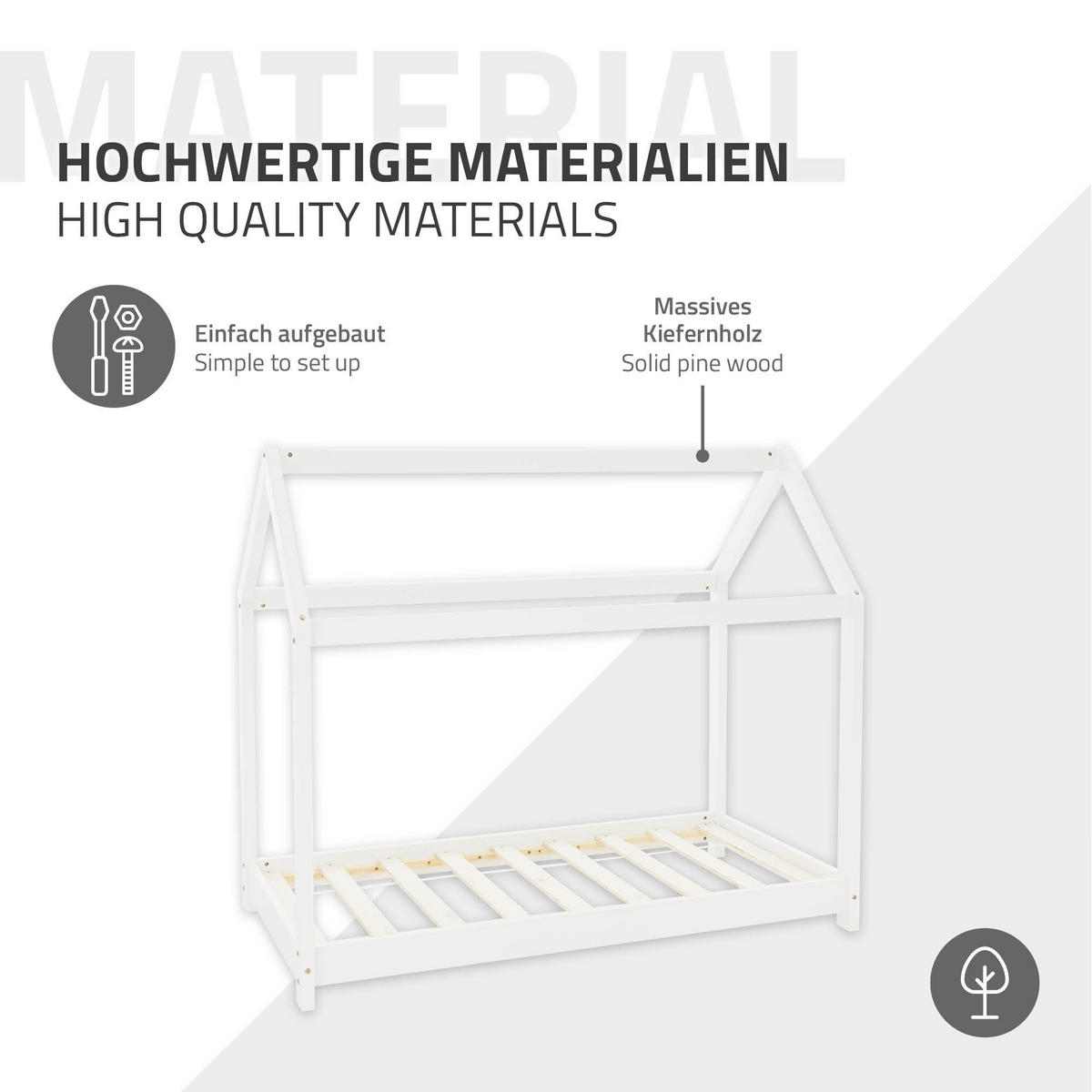 KINDERBETT mit Dach 70x140 cm Weiß - Weiß, Holz (70/140cm) - ML-DESIGN