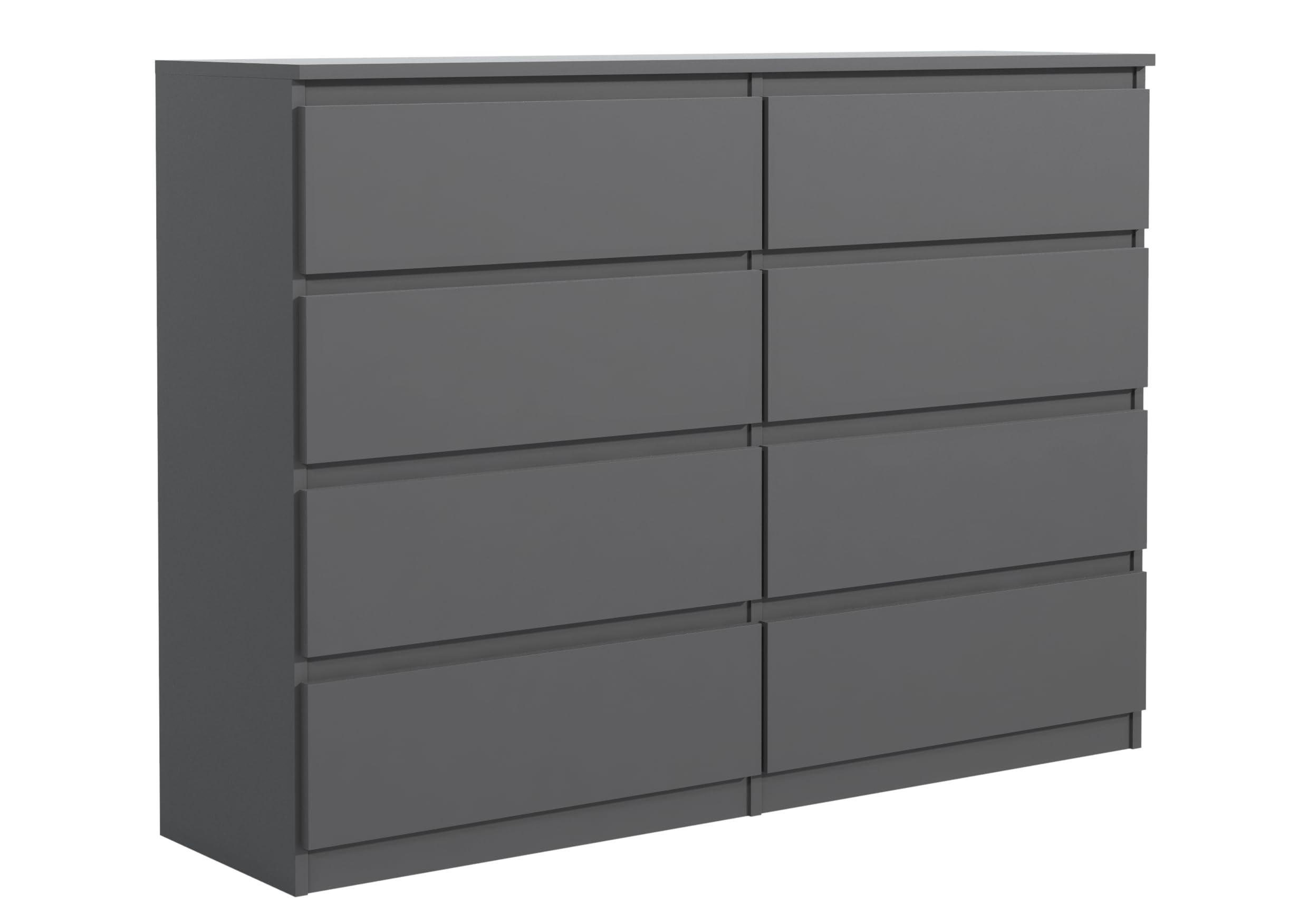 KOMMODE mit 8 Schubladen Anthrazit 100x39x101,5 cm - Anthrazit, Holzwerkstoff (101.5/100/39cm) - MebLocker