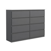 KOMMODE mit 8 Schubladen Anthrazit 100x39x101,5 cm - Anthrazit, Holzwerkstoff (101.5/100/39cm) - MebLocker