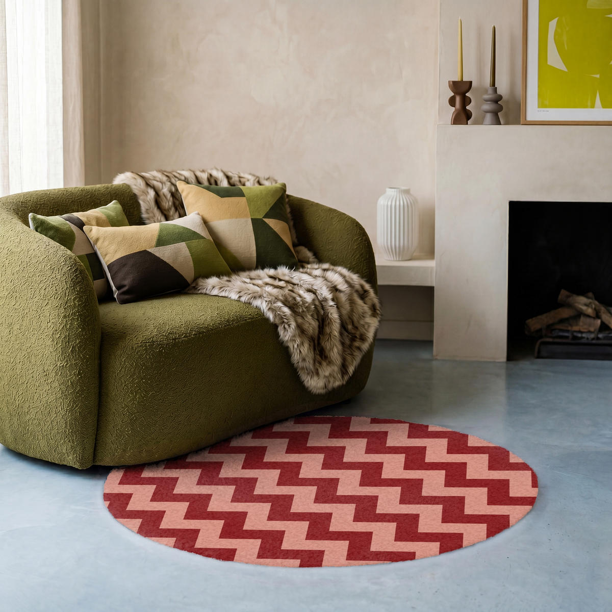 KOBERCE - Cikcak - Pruhy - Vzor - Červená - 90x90 cm - červená, textil/plast (90/90cm) - OnlyWow