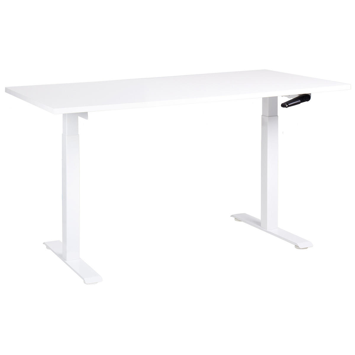SCHREIBTISCH weiß 160/72 cm manuell höhenverstellbar Destin III - Weiß, Holz (72/160/74cm) - Beliani