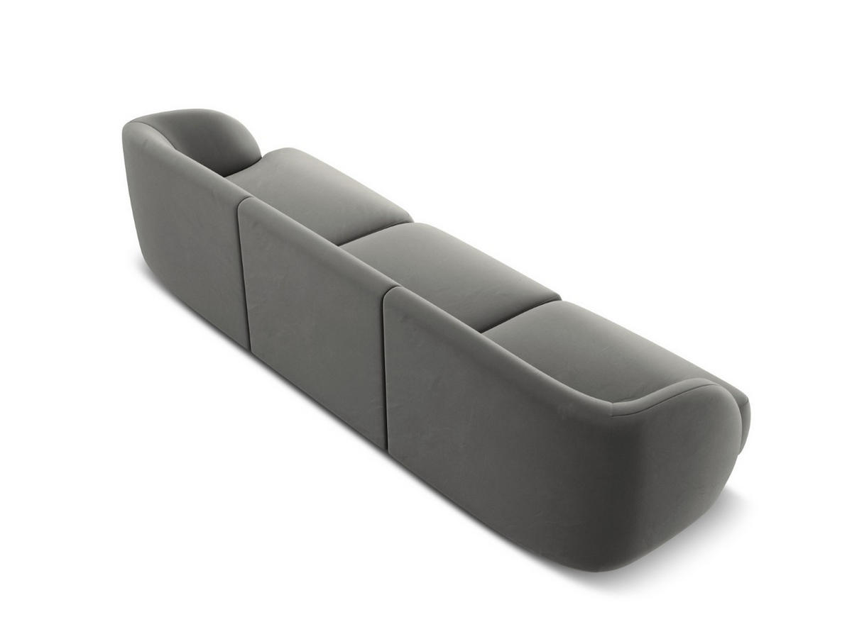 SOFA Miley aus Samt hellgrau 3 Sitzplätze - Hellgrau, Textil (90/70/255cm) - Micadoni