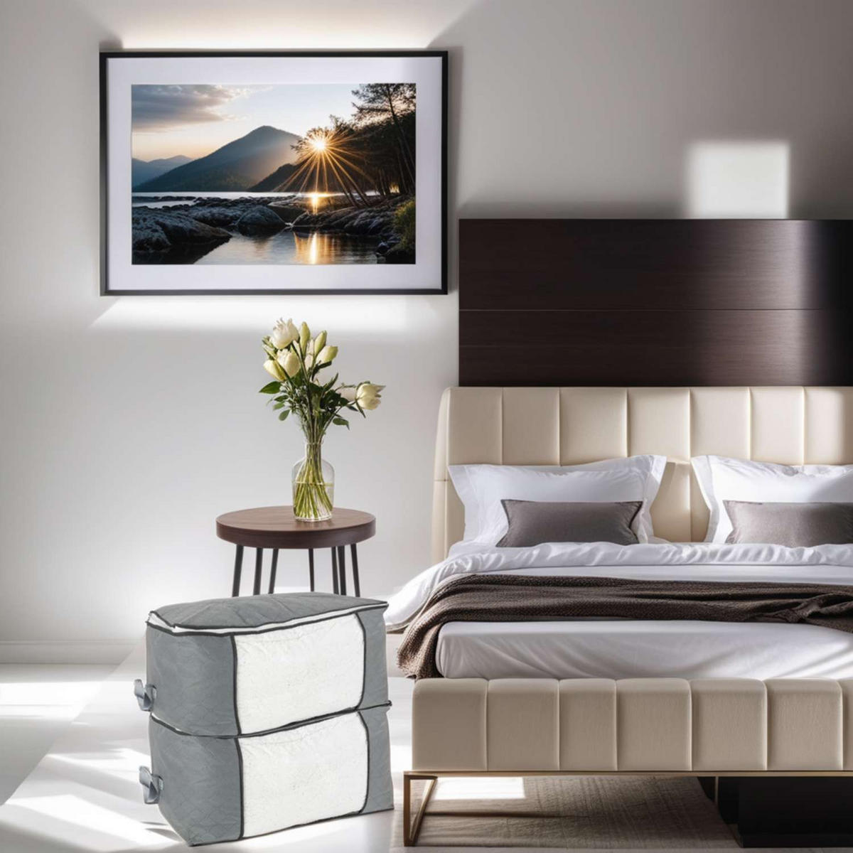 AUFBEWAHRUNGSTASCHEN 4er-Set für Kleidung, Kissen, Decken - Grau, Textil (37.5/34/59.5cm) - Intirilife