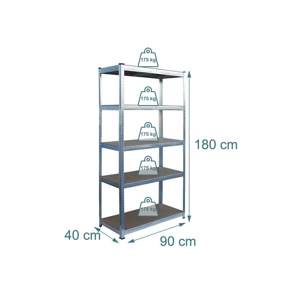 SCHWERLASTREGAL - Multicolor, Holzwerkstoff/Kunststoff (90/180/40cm) - Relaxdays