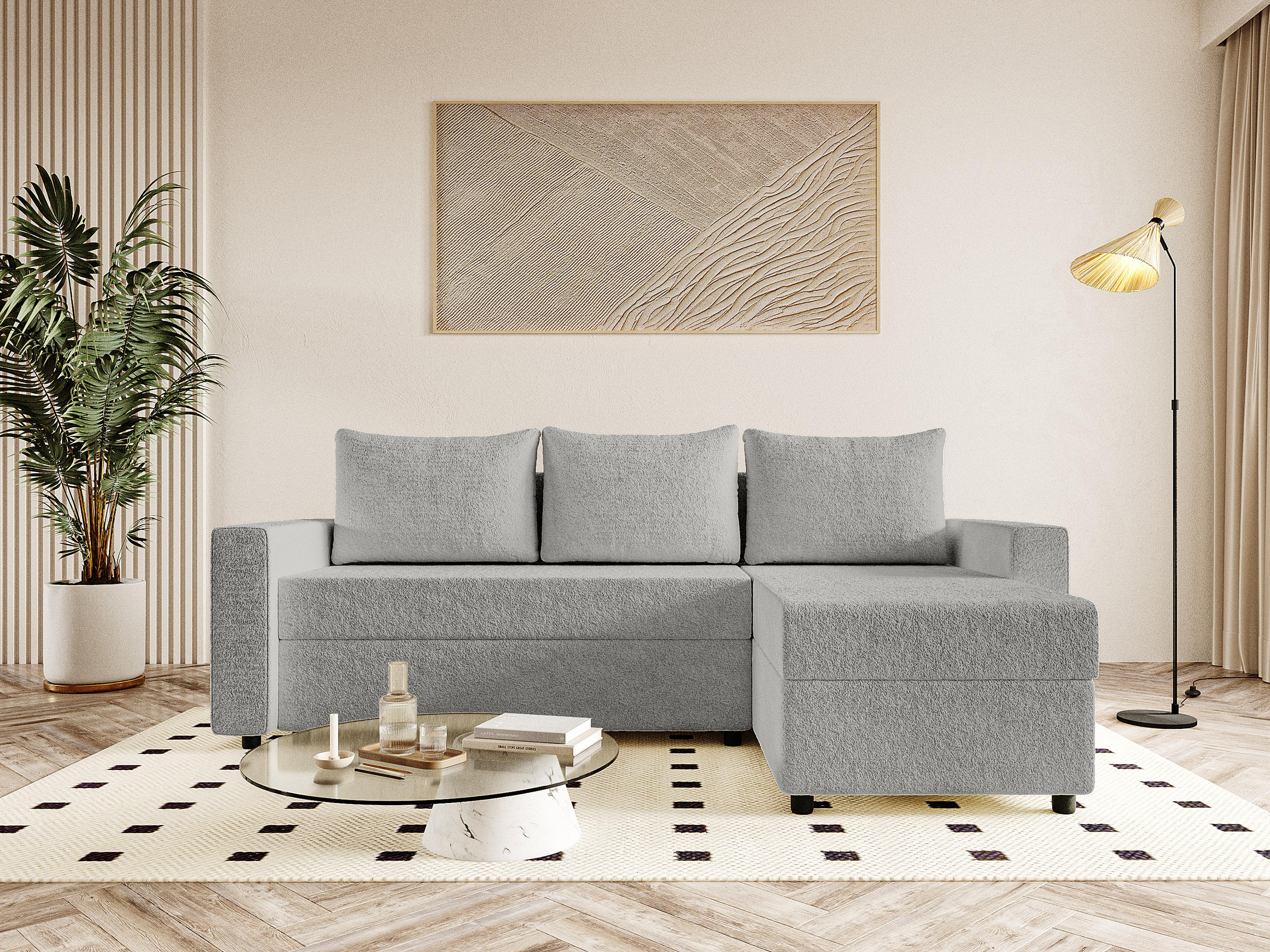 ECKSOFA Goka L mit Schlaffunktion, Grau - Grau, Textil (230/146cm) - Fedve