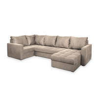 ROHOVÁ SEDAČKA LORIVO béžová - šedá/béžová, dřevo/textil (285/150cm) - MASSENO