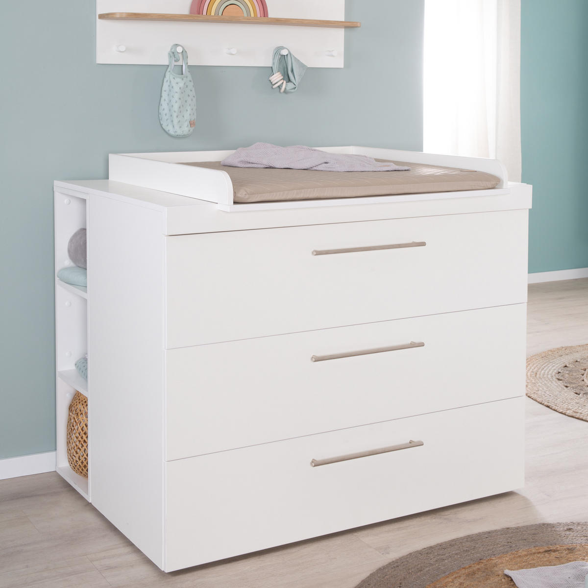 BABYZIMMER-SET Kimi 3-teilig - Silberfarben/Weiß, Holzwerkstoff/Metall (138/195/52.5cm) - Roba