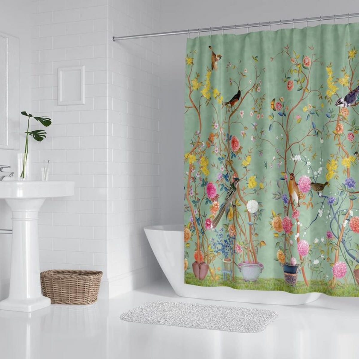 DUSCHVORHANG Grün schimmelresistent wasserdicht - Grün, Textil (180/180cm) - MCBOSON