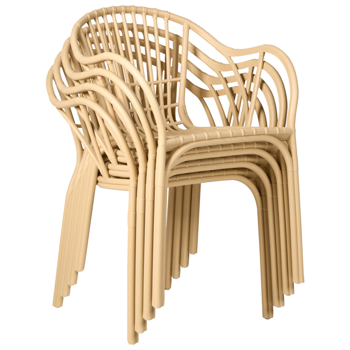 GARTENSTUHL 4er-Set Beige Andora - Beige, Kunststoff (53/78/50cm) - Beliani