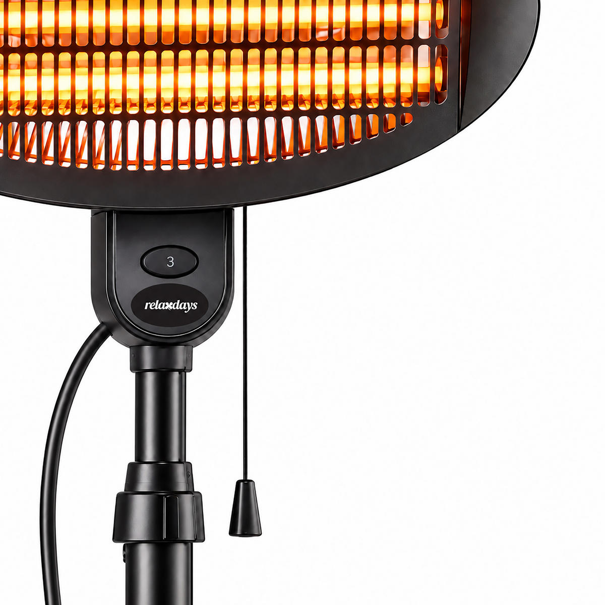 ZÁŘIČ Černý infračervený stojanový nastavitelný 2000 W - černá, kov/plast (51/210/51cm) - Relaxdays