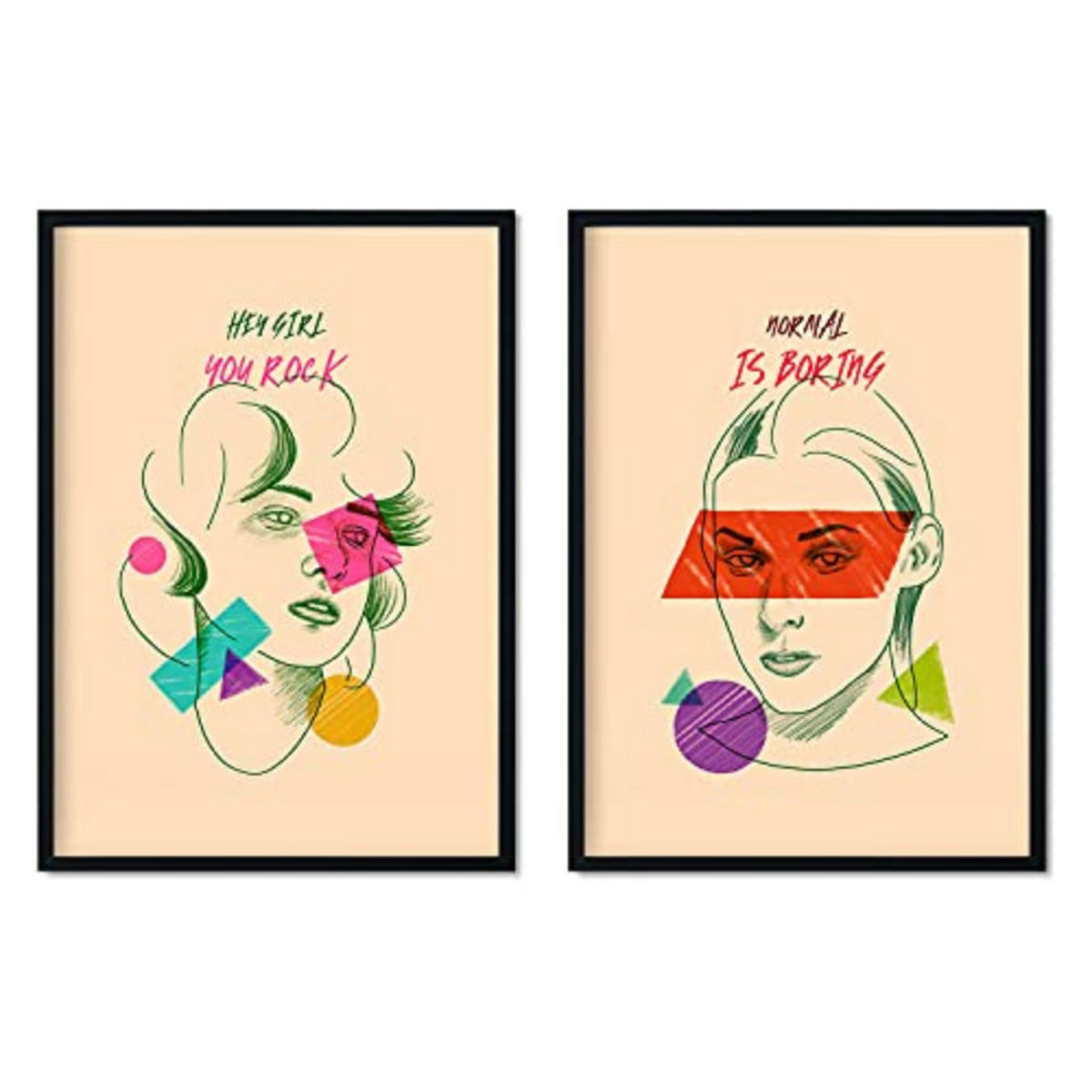 POSTER Set Mit 2 Minimalistische Büsten A3 Schwarzer Rahmen - Schwarz, Papier (29.7/5/42cm) - Nacnic