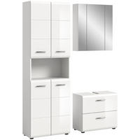 BADKOMBINATION Ice 135x185x30 cm weiß Hochglanz MDF 3tlg. - Weiß, Holz (135/185/30cm)