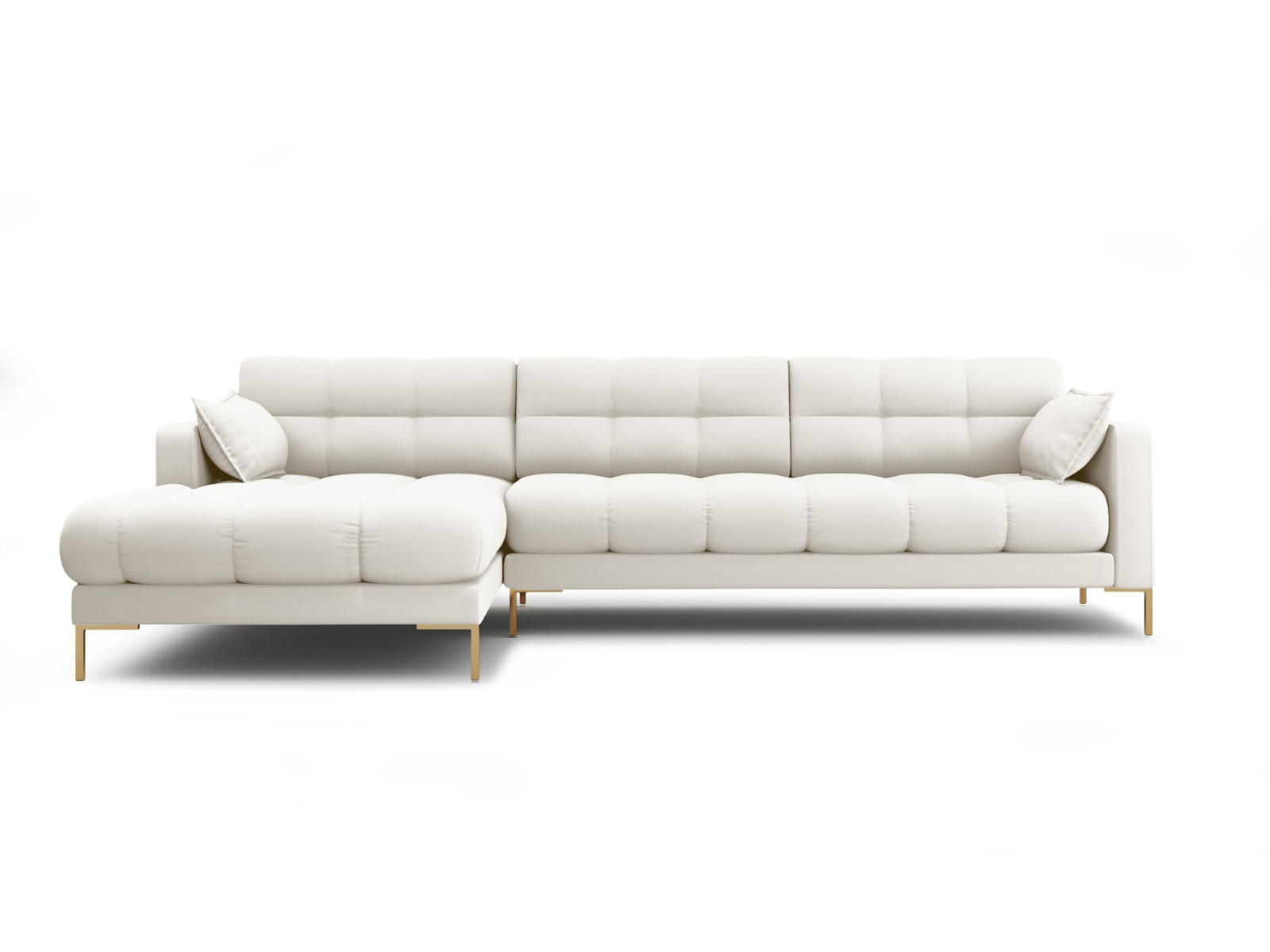 ECKSOFA links Mamaia aus strukturiertem Stoff leichtes beige 5 Sitzplätze - Creme, Textil (185/293cm) - Micadoni