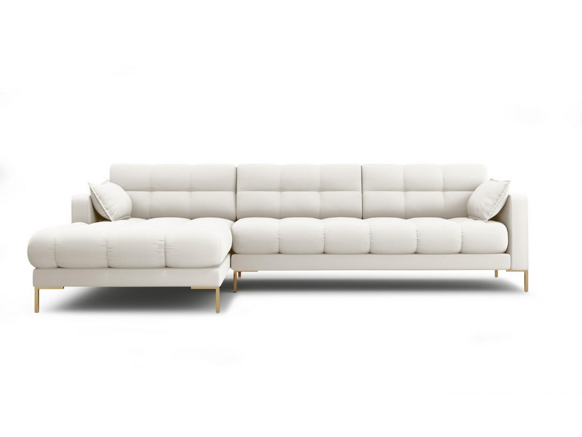 ECKSOFA links Mamaia aus strukturiertem Stoff leichtes beige 5 Sitzplätze - Creme, Textil (185/293cm) - Micadoni