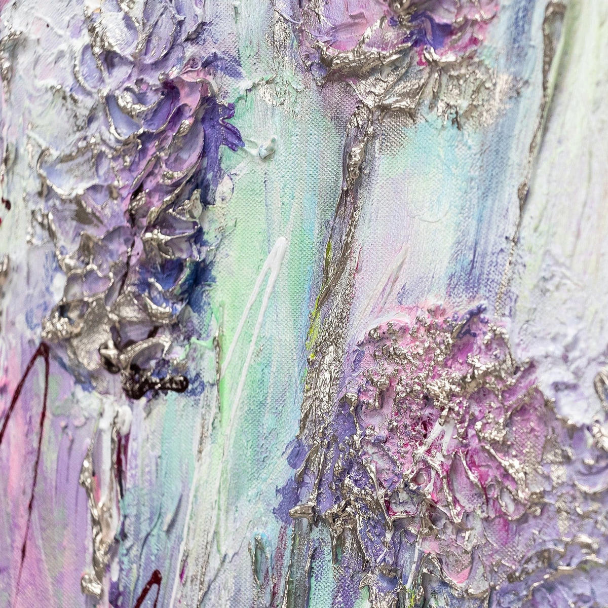GEMÄLDE Blumen auf der Wiese auf Keilrahmen 120x60 cm - Lila, Holz (120/60cm) - YS-art gallery