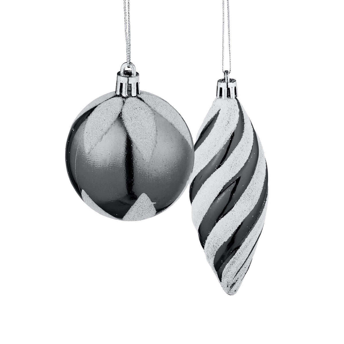 72-TLG.WEIHNACHTSKUGELN-SET - Schwarz, Kunststoff (38/24/12cm) - Relaxdays