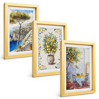 BILDER SET 3er Set - 20x30 cm Goldrahmen - Gemälde von Zitronenbäumen - Goldfarben, Kunststoff (20/30cm) - TULUP