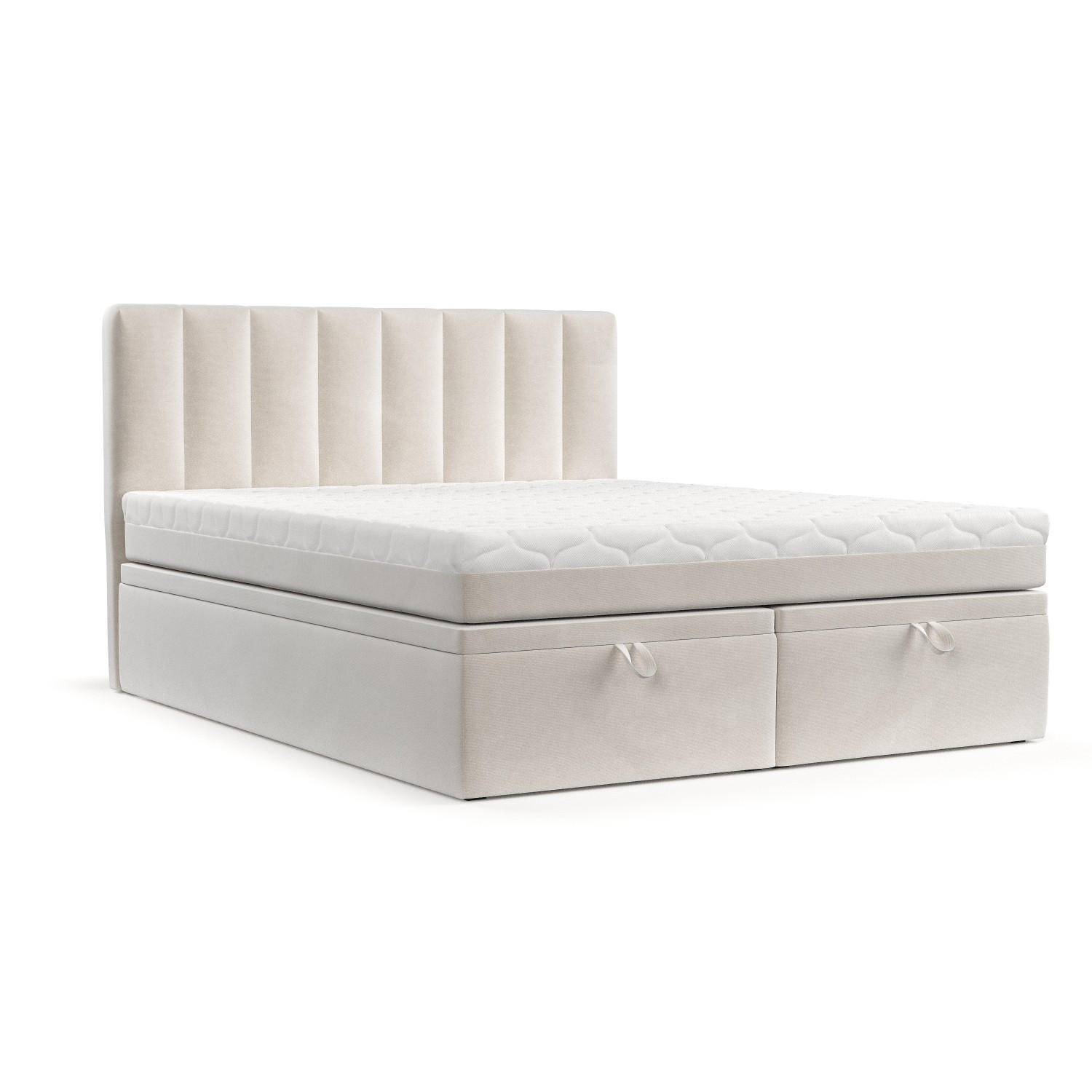 BOXBETT Lume 180/200 cm Creme im Paros Stoff - Creme/Schwarz, Holz/Holzwerkstoff (180/200cm) - AltaBeds