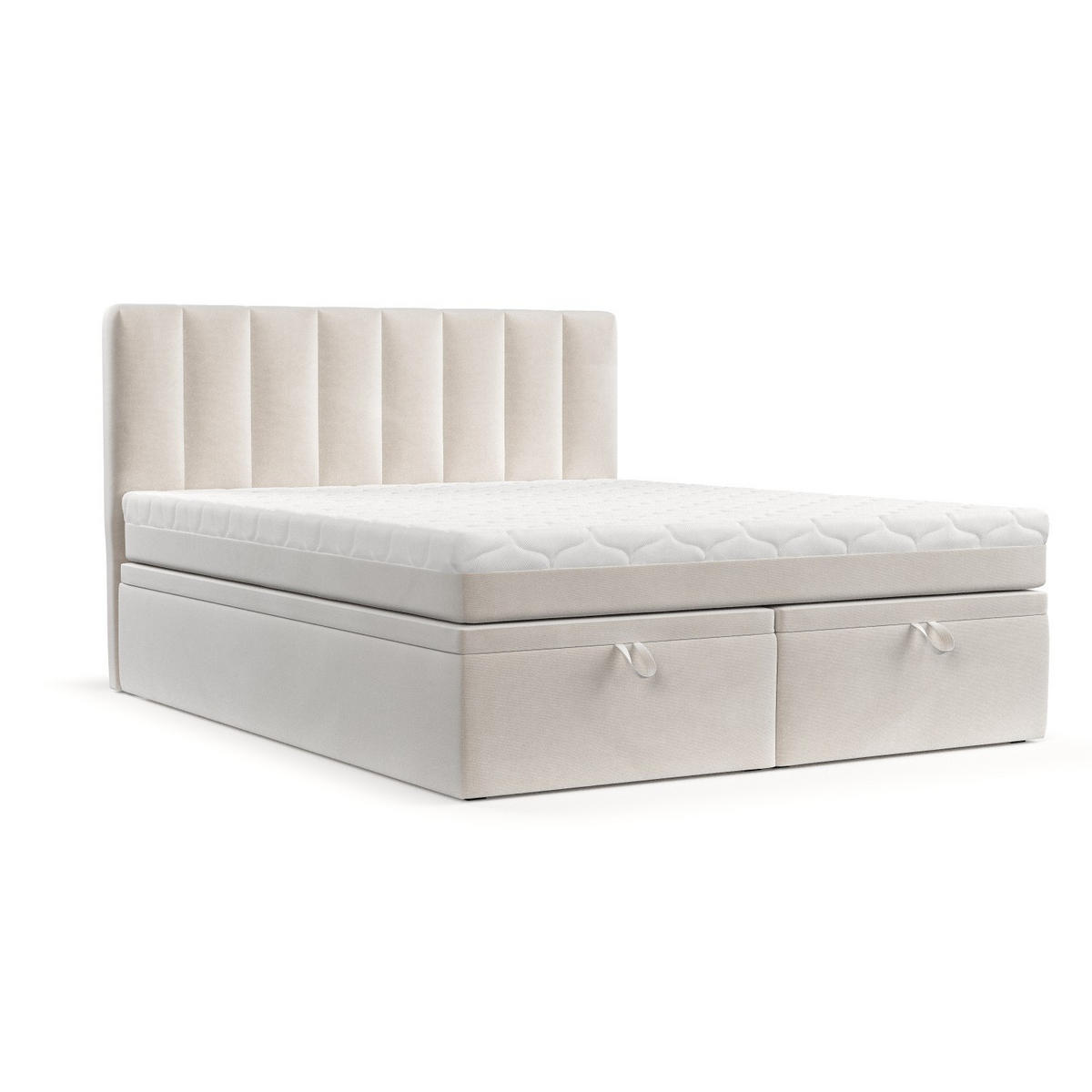 BOXBETT Lume 180/200 cm Creme im Paros Stoff - Creme/Schwarz, Holz/Holzwerkstoff (180/200cm) - AltaBeds