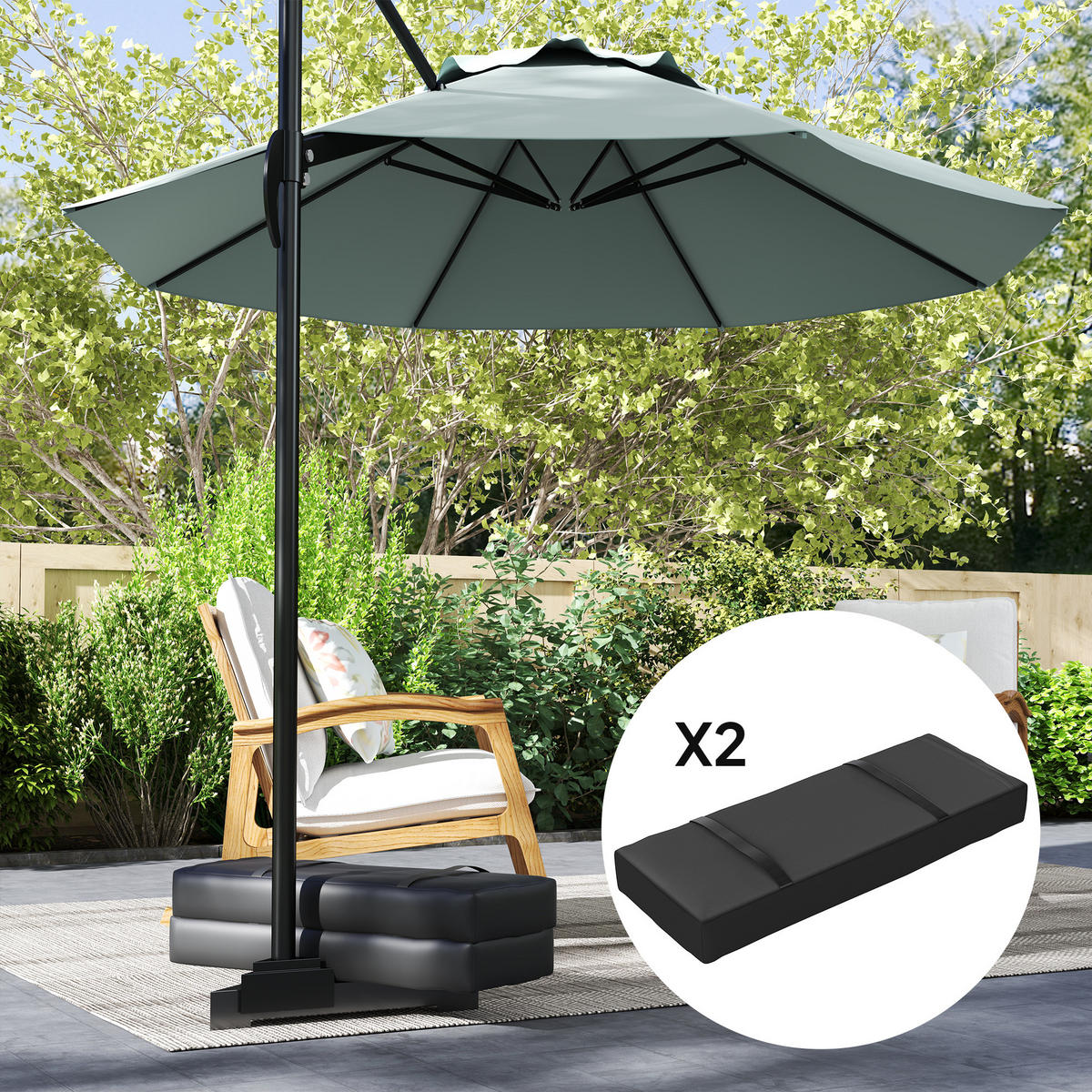 SANDSÄCKE für Sonnenschirm auffüllbar bis 25 kg - Schwarz, Textil (30/76cm) - Outsunny