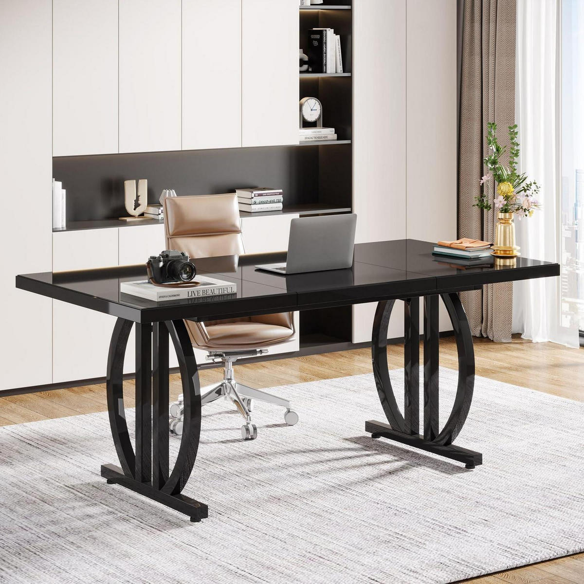 SCHREIBTISCH 160 x 80 cm Schwarz - Schwarz, Holzwerkstoff (80/160/75cm)