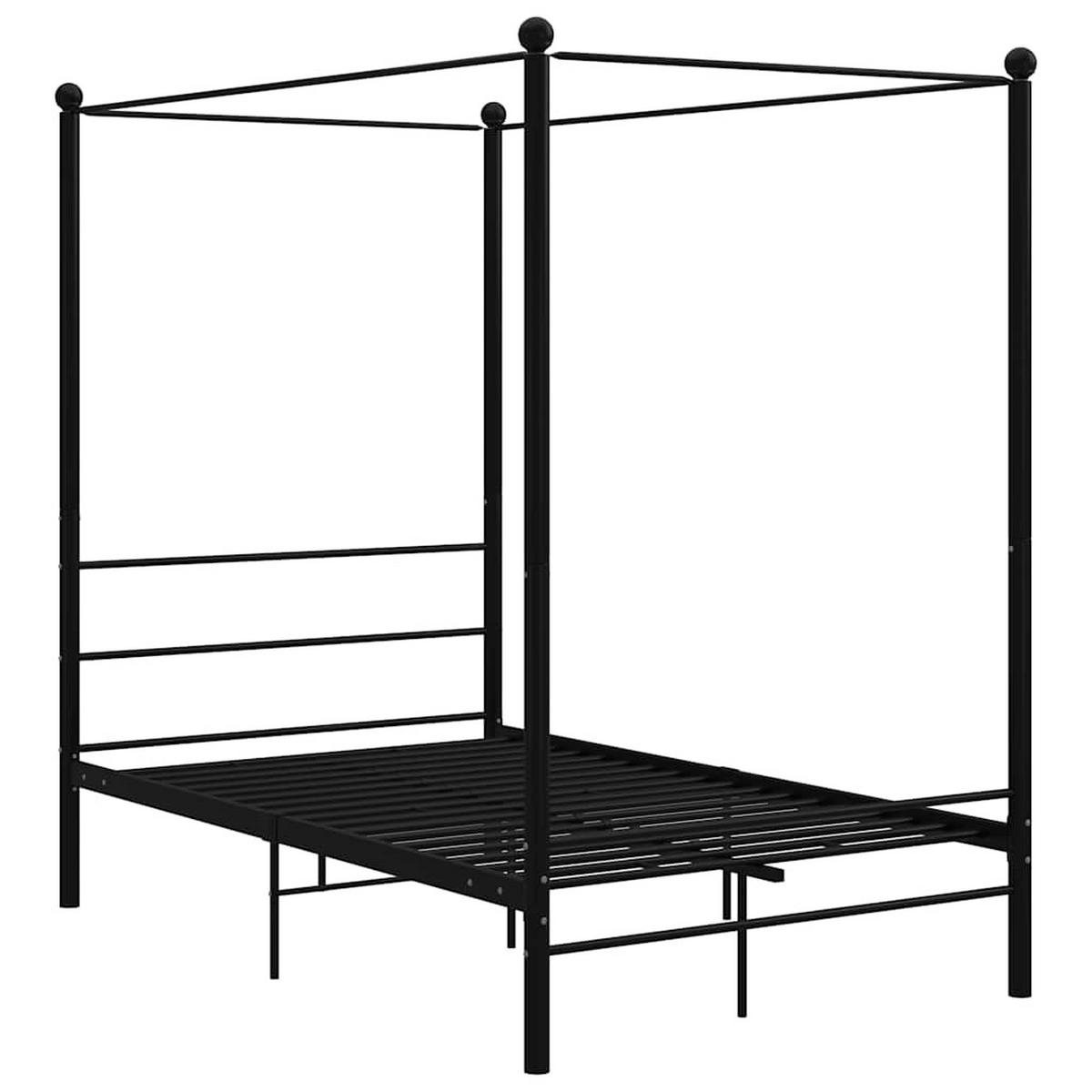 HIMMELBETT Schwarz Metall 140/200 Cm - Schwarz, Holz (140/200cm) - vidaXL