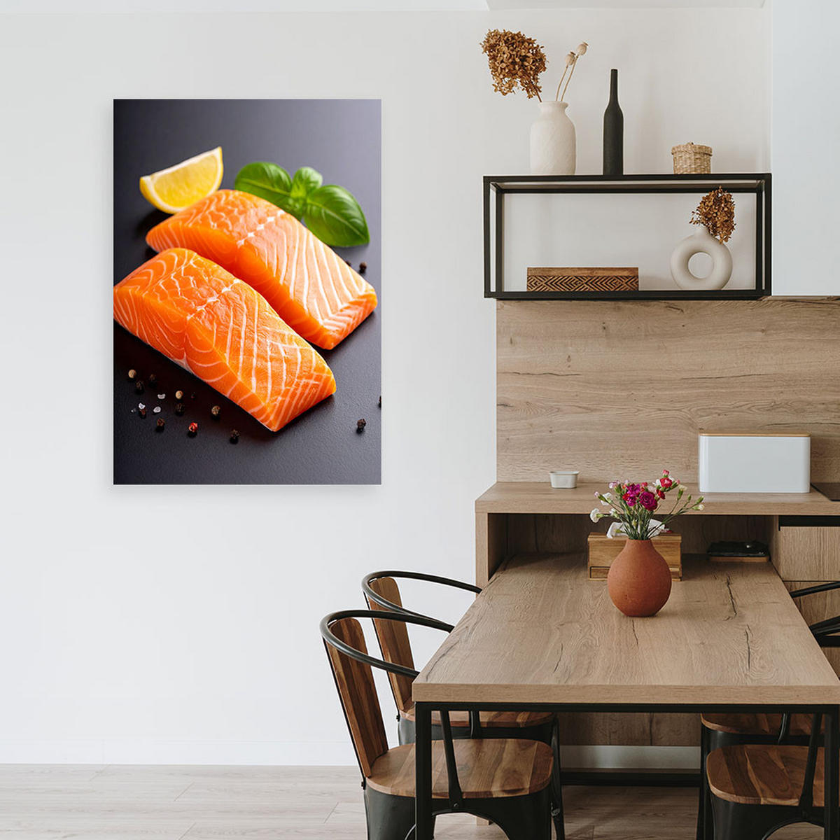 LEINWANDBILD Lachs Fisch 80x120cm - Orange, Textil (80/120cm) - Feeby