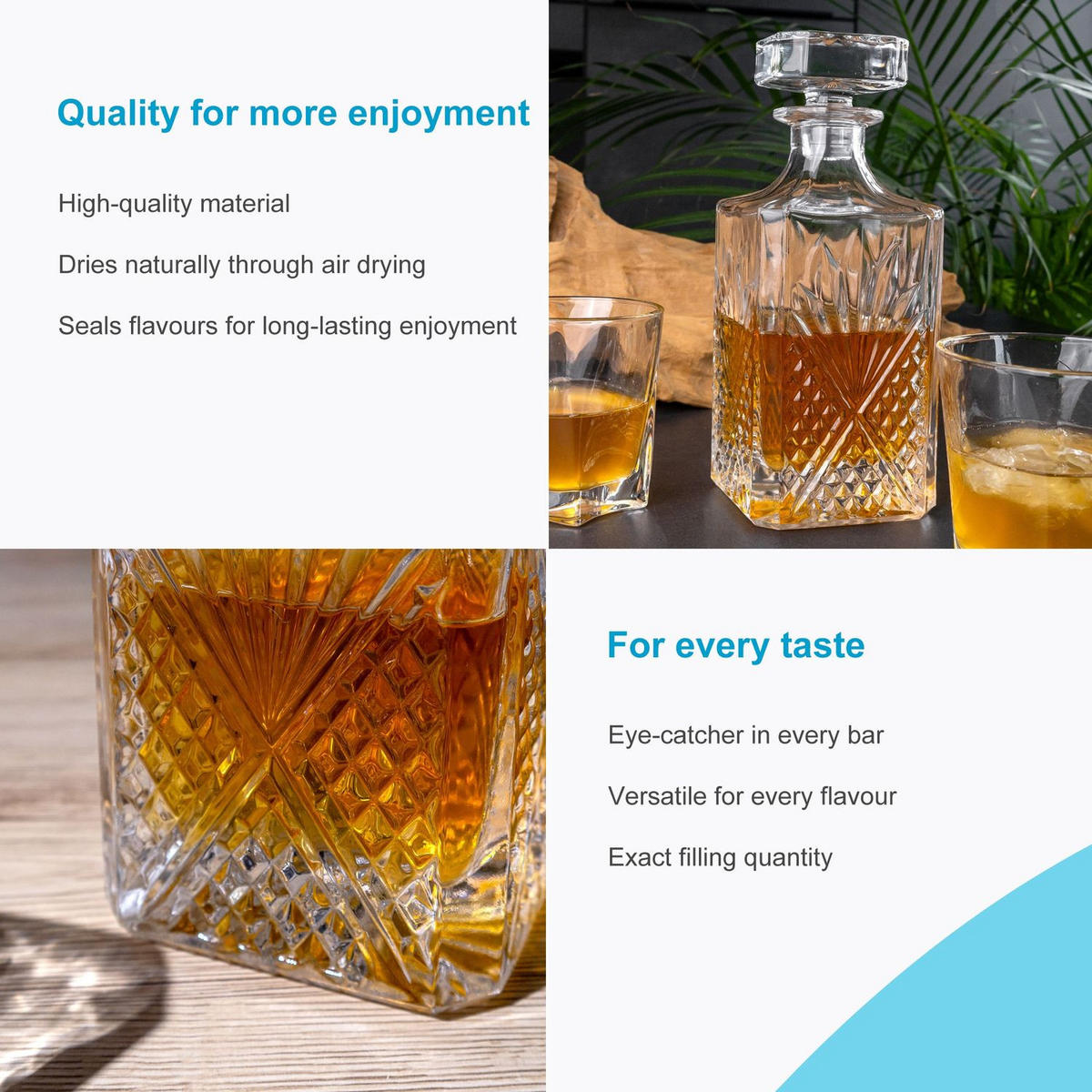 WHISKEY KARAFFE 800 ml - Transparent, Glas (0.8L) - Intirilife