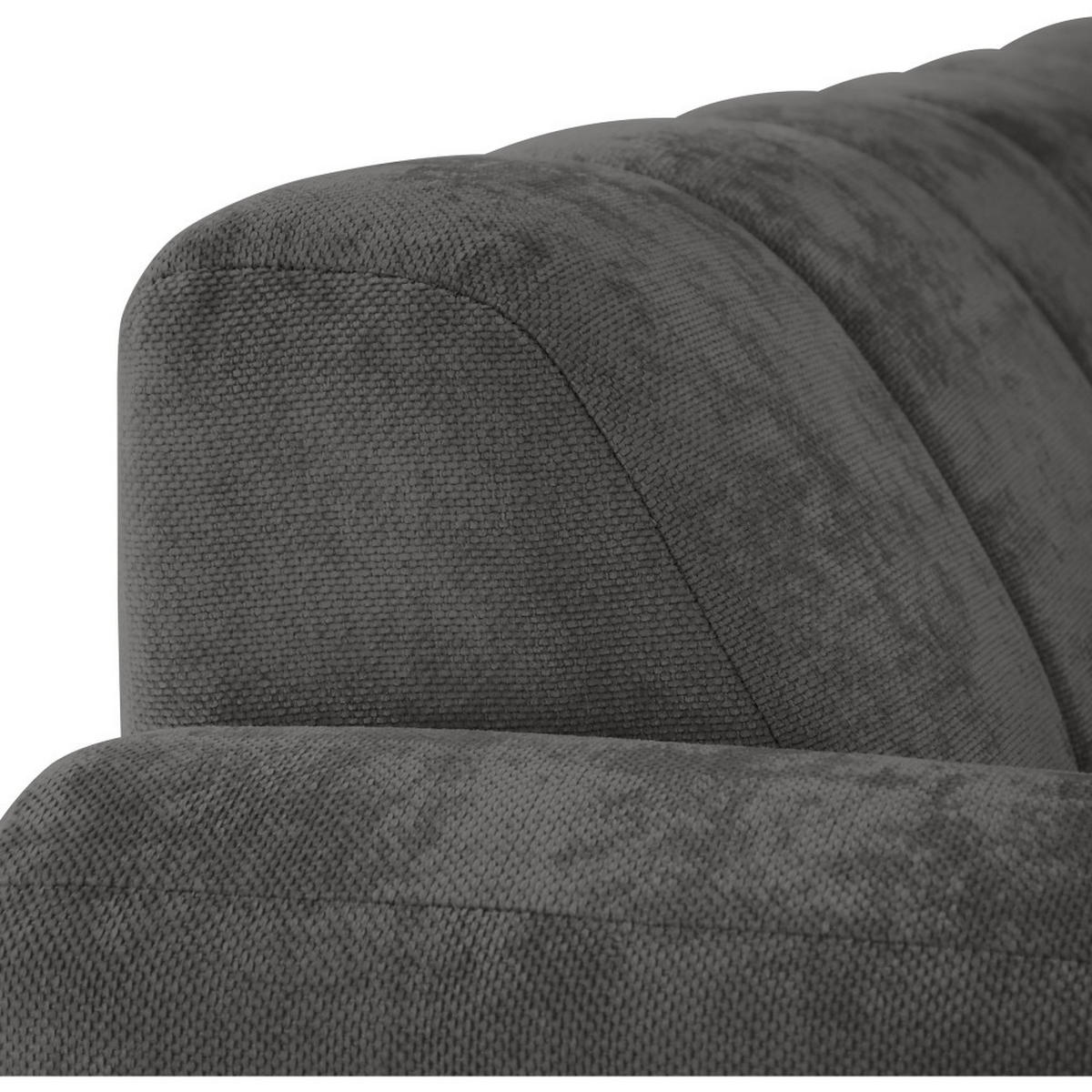 ECKSOFA Volare Mini ohne Schlaffunktion dunkelgrau, rechts, Storm-Stoff - Dunkelgrau/Schwarz, Textil/Metall (256/165cm) - Beautysofa